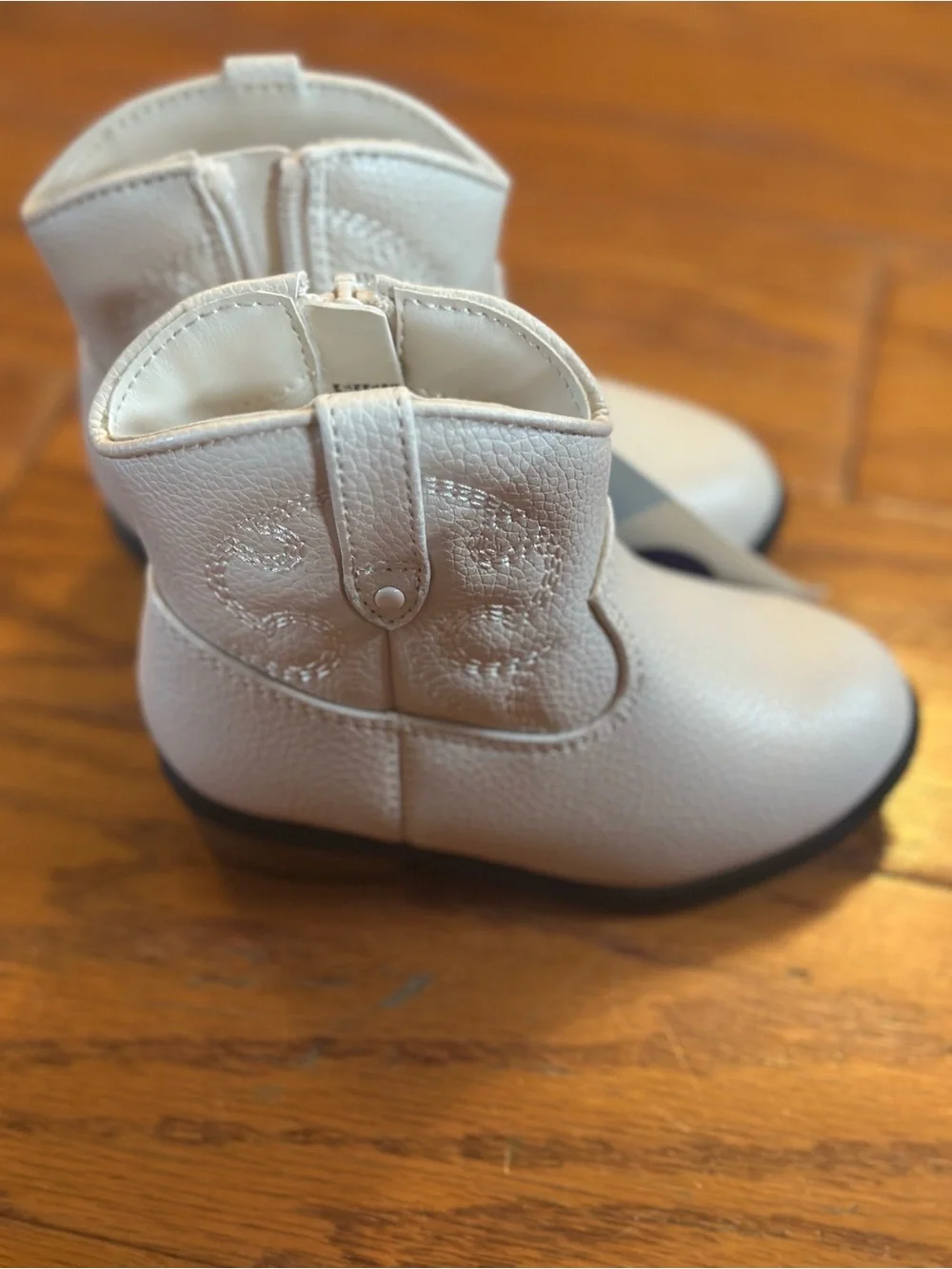 Cat & Jack White Faux Leather Toddler Western Booties